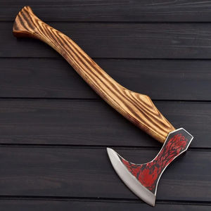 Tomahawks Burraq personnalisés de 19,5 pouces en acier au carbone, manche en bois de rose barbu, étui en cuir, camping, cadeau de plein air, papa, fait à la main, bricolage - Product Image 3