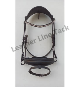 Anatomic Black Leather English Horse Bridle Bling Clear Crystal Thin Brow Band Tocado acolchado El mejor precio del fabricante - Product Image 1
