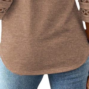 Camisa Casual de Manga Larga para Mujer con Cuello Redondo, Corte Regular, 100% Algodón, para Uso Diario en Primavera, con Decoración de Encaje - Product Image 6