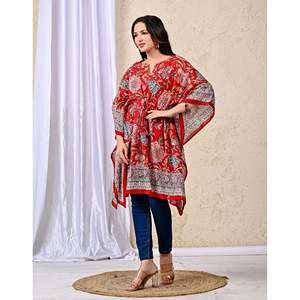 Caftán de Algodón Estampado a Mano, Talla Única, Transpirable, Elegante, para Ocio, Playa, Verano, Estilo Hippie, OEM/ODM Disponible - Product Image 5