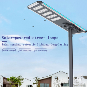 Lampadaire Solaire LED Extérieur Tout-en-un Haute Luminosité 150W 200W 250W 300W avec LED Bleue Latérale et Télécommande - Product Image 1