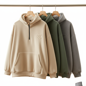 Sudadera de cuello alto con cremallera de otoño 1/4 para hombre, tejido de punto de poliéster/nailon, diseño estampado, transpirable, ecológico, de talla grande - Product Image 1