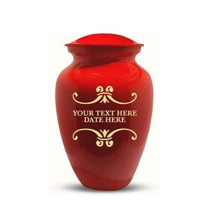 Urne de crémation humaine personnalisée pour les cendres adultes Urne en laiton gravée pour hommes et femmes avec nom Date forme de pierre tombale rouge taille personnalisée - Product Image 2