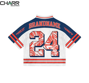 Custom Made Luxury Streetwear Oversized V Neck Soccer <b>Cropped</b> Boxy <b>Cropped</b> T Shirt Mesh Football Jersey for <b>Men</b> - Product Image 2