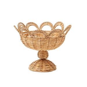 Bol à fruits en rotin naturel avec support pour vaisselle de table et ustensiles de cuisine de haute qualité fabriqués à la main - Product Image 1