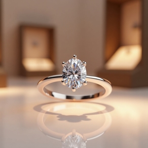 Anillo de Compromiso Oval de Oro Sólido, Joyería Fina de Rodio de 14K y 18K Personalizada, 4 Clavijas - Product Image 3