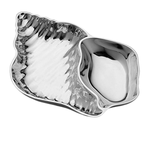 Plateau à croustilles et trempettes en aluminium plaqué or Plateau de service classique avec poignée Plateaux de service de qualité durables faits à la main - Product Image 2