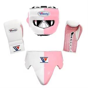Adjustable Wrist Laces Customized Design Pink White Genuine Leather Boxing Sparring <b>Set</b> Breathable Moisture Boxing Gloves - Product Image 1