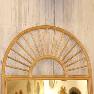 Natural <b>Rattan</b> Full Length <b>Mirror</b> Sun Shape Vintage Home Decor Wall Hanging Decor - Product Image 3