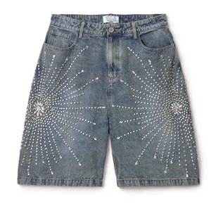 Shorts de luxe pour hommes en strass Shorts personnalisés pour hommes en strass Hip Hop Bling Streetwear - Product Image 1
