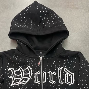 เสื้อฮู้ดซิปหน้าสไตล์วินเทจ ผ้าฝ้าย 100% ล้างสีแบบแอซิดวอช ปักลายปะติดแบบกำหนดเอง ออกแบบโลโก้ข้อความของคุณเอง ทรงโอเวอร์ไซส์ - Product Image 3