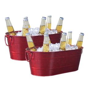 Newest Design Galvanized Ice <b>Bucket</b> With Handle Black Coated Wine Chiller Oval Ice <b>Bucket</b> for Outdoor Beer Wine & <b>Drinks</b> - Product Image 3