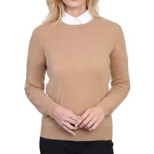Pull-over femme en tricot plat uni de qualité supérieure, anti-froissement, col rond, manches longues, coton/nylon, automne-hiver - Product Image 1