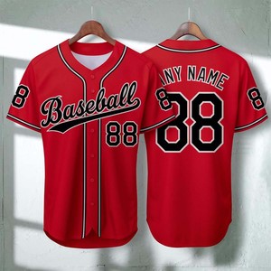 Custom Design Logo <b>Baseball</b> Uniform Jersey T-Shirt 3D Embroidery Custom Colors 100% Polyester Breathable Quick Dry Plus Size - Product Image 4