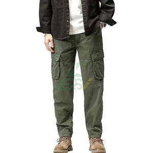 Pantalones Cargo rectos para hombre con múltiples bolsillos de invierno, cintura media, secado rápido, algodón transpirable, trabajo informal, uso diario al aire libre - Product Image 1