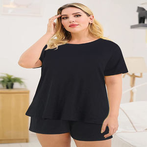 Nouvel ensemble de sport deux pièces décontracté pour femmes grande taille, été, uni, peint, avec couleur et logo personnalisés, confortable - Product Image 2