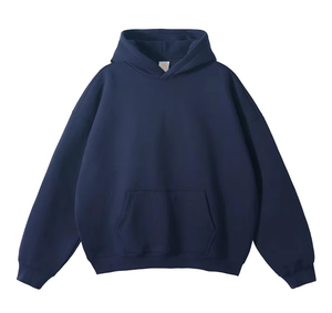High Quality No <b>Strings</b> Blank Fleece Drop Shoulder Hoodies Men Cotton Pullover Wholesale Custom Printing Hoodies - Product Image 4