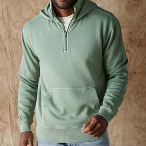 Fleece Quarter Zip Hoodie for Men Cotton Men's Hoodies Custom Sweatshirt With Hooded Mens Street Wear Hoodies - Product Image 1