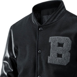 Veste universitaire OEM personnalisée en laine de haute qualité avec manches en cuir PU Veste universitaire personnalisée en chenille avec broderie au travail - Product Image 6
