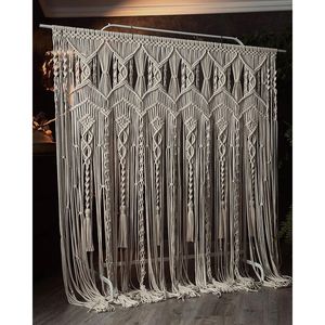 Handmade Bohemian <b>Macrame</b> Wall <b>Curtain</b> Beautiful Abstract Pattern Rattan Hanging for Living Room Wedding Decor - Product Image 3