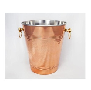 Cubo de hielo moderno de acero inoxidable, artesanía, chapado en cobre martillado, acabado pulido, mango de forma para bebidas para restaurantes - Product Image 2