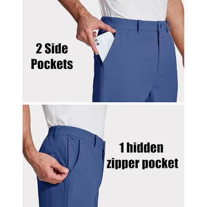 Pantalones holgados con cordón para hombre, pantalones de Golf informales, transpirables, de lona de algodón 100%, de cintura media, de calle alta, pantalones de colores teñidos lisos - Product Image 3