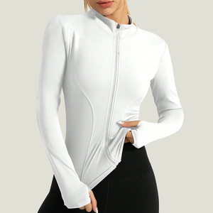 Veste de sport respirante sans couture antibactérienne pour femme Lanyu, à séchage rapide, à manches longues, pour le cyclisme en plein air, avec logo frontal pour - Product Image 1