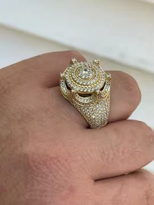 Vente chaude VVS Lab Grown Diamant Plaqué Or Hip-Hop Style Anneau Test Passe Excellent Cadeau pour Hommes Femmes Direct Inde - Product Image 3