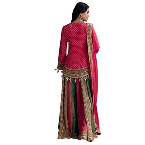 Ensemble Palazzo imprimé rose avec Dupatta Vente en gros Vêtements ethniques pour femmes OEM Usine de vêtements Fournisseur en vrac Mode personnalisée - Product Image 5