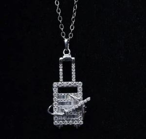 Custom Minimalist Diamond Pendant <b>Necklace</b> for Women Dainty Iced Charms Unique Travel Themed Fine Jewelry - Product Image 3
