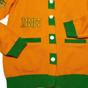 1887 personalizado FAMU cuello largo verde y naranja cárdigan de punto Florida suéteres de mujer parafernalia griega logotipo bordado - Product Image 4