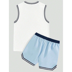 Unisex Causal Wear Quick Dry Custom Logo <b>Men</b> Striped Trimmed Tank <b>Top</b> and Shorts Set <b>for</b> Summer Sports and Leisure - Product Image 2