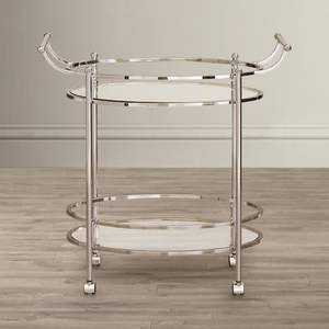 Polished Design Metal Two Tier Serving <b>Trolley</b> With Simple Metal Tray Layers And Easy Handling For Modern Homes - Product Image 6