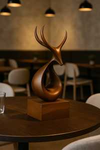 รูปปั้นกวางวอลนัททำมือ | ของตกแต่งรูปสัตว์ทำจากไม้แบบมินิมอล | เหมาะสำหรับโต๊ะสำนักงานและของตกแต่งภายในบ้าน - Product Image 5