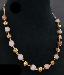 Qualité supérieure traditionnelle avec chaîne plaquée or seulement collier Mala ensemble pour femmes collier classique ensemble pour vêtements de mariage - Product Image 6