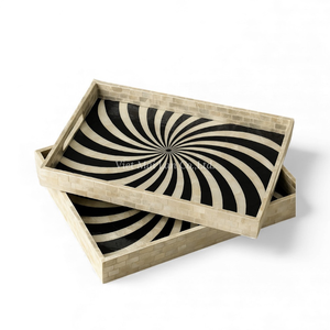 Plateau rectangulaire décoratif en nacre, plateau de service naturel fait à la main, plateau en coquille, fabriqué directement au Vietnam - Product Image 2