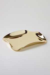 Ensemble de 2 plateaux de service en forme de feuille d'or assiettes décoratives pour salle à manger et événements plateaux de service en feuille d'or assiettes décoratives uniques - Product Image 3