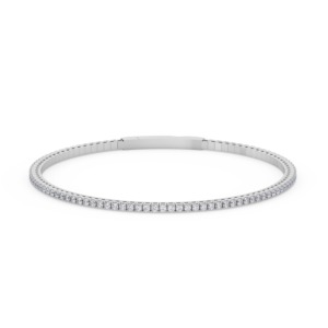 Bracelet tennis flexible en diamants de laboratoire ronds, 1 carat total, couleur E-F-G, pureté VS, 91 diamants, or blanc 14K, ajustement confortable - Product Image 2