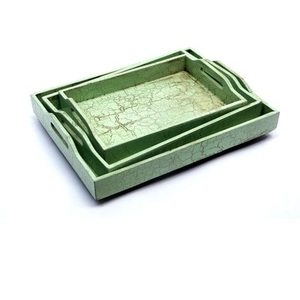 Juego de 3 bandejas de servidor de comida con acabado verde decorativo hecho a mano de alta calidad para el hogar, Hotel, restaurante, servidor de cena, artículos de Catering - Product Image 1