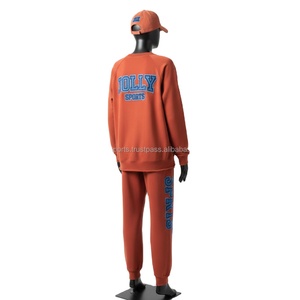 Ensemble de survêtement en molleton de coton premium pour femmes, 320 GSM, brun rouille, poids lourd, hiver, avec broderie en chenille, survêtements grande taille - Product Image 5