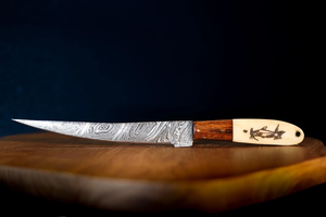 Cuchillo De Filete de acero de Damasco OEM, maquinilla de afeitar de alto carbono, opciones de mango personalizado afilado, cuchillos flexibles de cocina y de camping al por mayor - Product Image 4