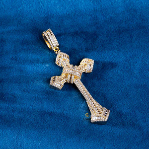 925 <b>Sterling</b> <b>Silver</b> Hip Hop Bust Down Religious <b>Cross</b> Pendant Enhanced With Round and Baguette Cut Lab Grown Diamonds - Product Image 3
