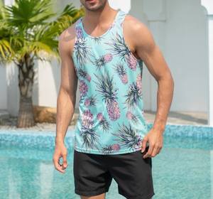 Débardeurs personnalisés avec impression par sublimation complète pour hommes 100% gilet de gymnastique en polyester pour hommes Débardeur sans manches T-shirt - Product Image 3