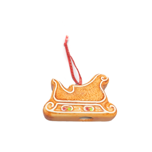 Wholesale Classic <b>Ceramic</b> Gingerbread Sleigh Christmas <b>Ornament</b> Full Color Handpainted Glazed Hanging Decor - Product Image 2