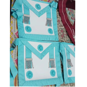 Masonic Regalia Insignias hechas a mano y delantal de tienda de regalos con puños y faja Cuero Masonería Regalia Bordado Delantal de alambre triple - Product Image 6
