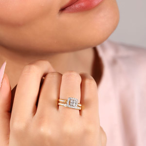 Anillo de Compromiso de Diamantes Solitarios con Moissanita, Acero Inoxidable, Chapado en Oro de 18K, Anillo de Moda para Mujer - Product Image 3