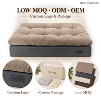 Matelas pour chien rectangulaire en tissu simili daim taupe et gris foncé avec coussin capitonné Yangyangpet