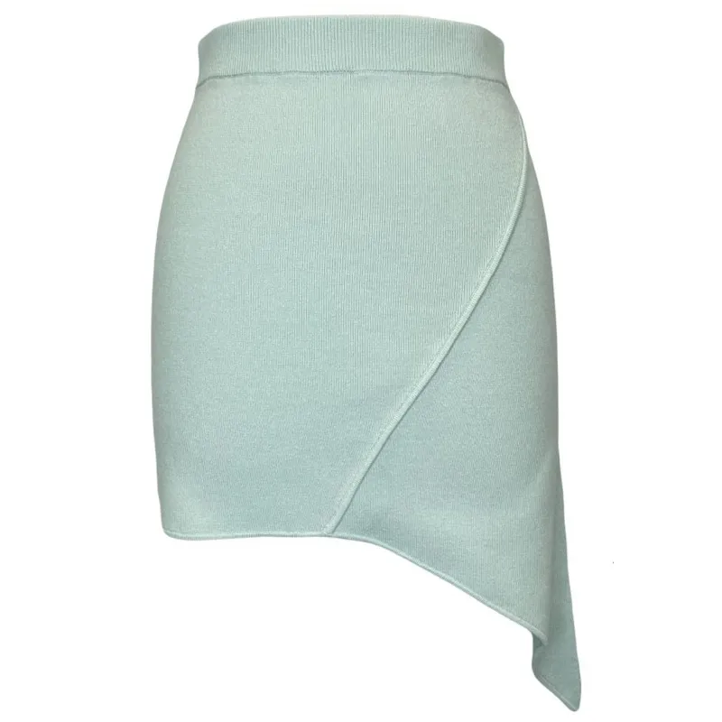 SS24 Trendy Women's Custom Asymmetric Good Viscose polyester blend Knitted Pencil Skirt