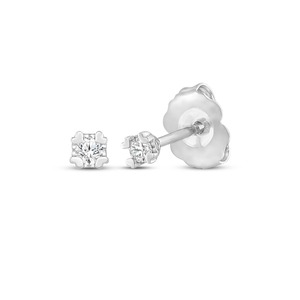 Pendientes solitarios pequeños con diamante de corte redondo de 0.05 ct, diamante cultivado en laboratorio en oro macizo de 14 quilates, para uso diario, regalo para mujer - Product Image 1