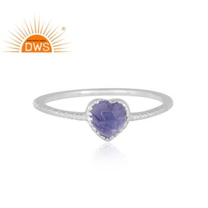 แหวนพลอยไอโอไลต์ธรรมชาติทำจากเงินสเตอริง925เครื่องประดับออกแบบได้ตามต้องการของขวัญสำหรับผู้หญิง - Product Image 3